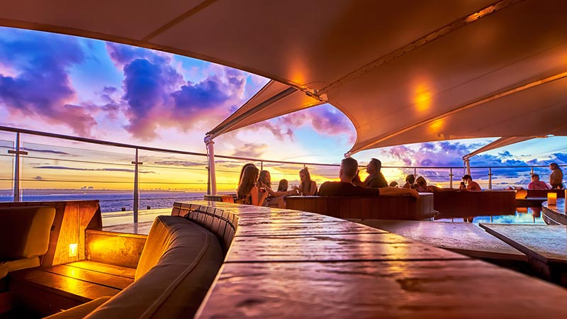 Best rooftop bars in Bali: Seminyak sunset from Double-Six rooftop bar