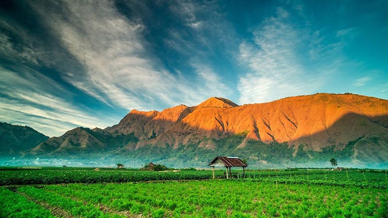 National parks in Indonesia: Sembalun Lawang village at Mount Rinjani National Park