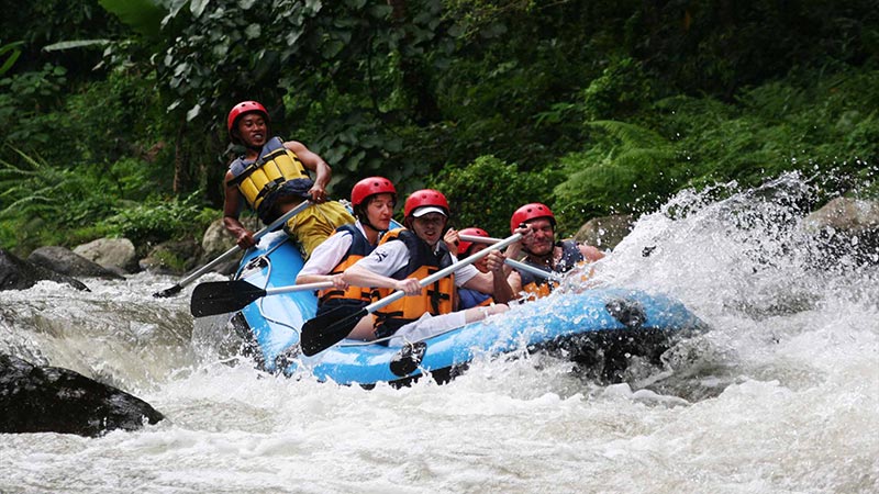 Things to do in Bali when it rains: River rafting through the jungle